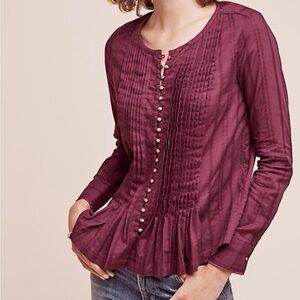 Anthropologie Maeve Gelise button-down blouse in a solid purple color large
